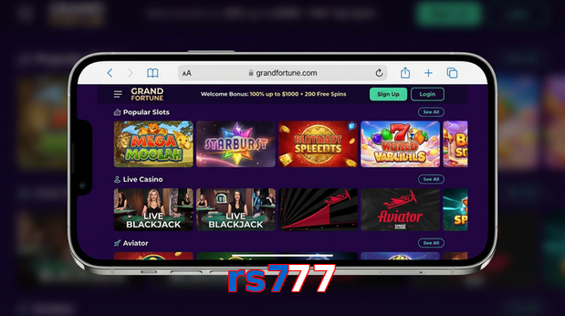 Main screen of Rs777 ios page for PK players
